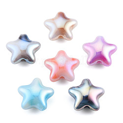 Placage uv perles acryliques irisées arc-en-ciel, étoiles du nord, couleur mixte, 20x22x10.5mm, Trou: 3.2mm