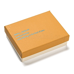 Scatola di scatola dei monili di cartone, custodia per gioielli con parola stampata per spilla, anello, confezione di orecchini, rettangolo, arancione, 9.1x7cm, 86x65mm diametro interno 