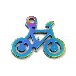 Placage ionique (ip) 201 pendentifs en acier inoxydable, breloques de vélo, couleur arc en ciel, 11x14x1mm, Trou: 1.2mm