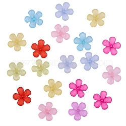 Tapas de perlas de resina de 5 pétalo, esmerilado, diy accesorios, flor, color mezclado, 22mm
