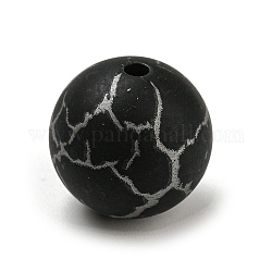 Silicone Beads, Round, Black, 15mm, Hole: 2mm