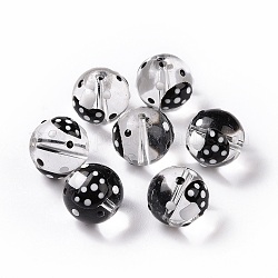 Perles vernissées manuelles, rond aux champignons, noir, 11.5mm, Trou: 1.5mm