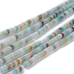 Natural Flower Amazonite Beads Strands, Heishi Beads, Flat Round/Disc, 4~4.5x2.5mm, Hole: 0.7mm, about 167pcs/strand, 15.43 inch(39.2cm)