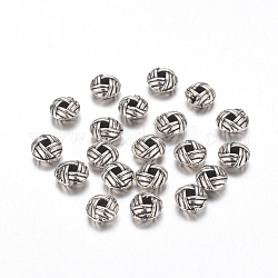 Alliage de zinc de séparateurs perles, plat rond, sans cadmium et sans plomb, argent antique, 6x3.2mm, Trou: 2mm