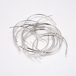 C Shape Curved Needles, Hair Weaving Needle, For Wig Making, Platinum, 44mm, Pin: 1.2mm, hole: 0.8x5.5mm, about 25pcs/bag