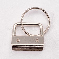 Accessoires de fermoir de porte-clé en fer, avec les embouts du ruban, platine, 41mm