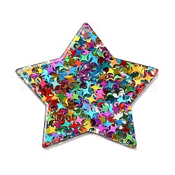 Colgantes de acrílico con paillettes, estrella, colorido, 42.5x45.5x2mm, agujero: 1.6 mm