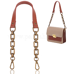 Sangles de sac en cuir pu, avec chaîne en alliage et fermoirs pivotants, pour les accessoires de remplacement de sac, brun, 60.5 cm