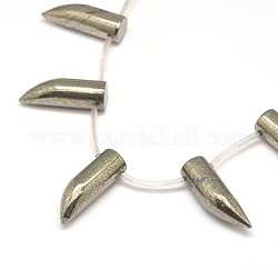 Pick Natural Pyrite Beads Strands, 30x10mm, Hole: 1mm, about 13pcs/strand, 15.7inch