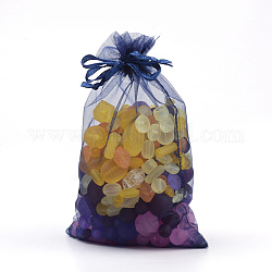 Organza Gift Bags with Drawstring, Jewelry Pouches, Wedding Party Christmas Favor Gift Bags, Midnight Blue, 15x10cm