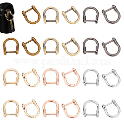 Wadorn® 24 Stück 6 Farben Legierung D-Ring Anker Schäkel Verschlüsse, für Armband machen, Mischfarbe, 30x26.5x7.5 mm, 4 Stk. je Farbe