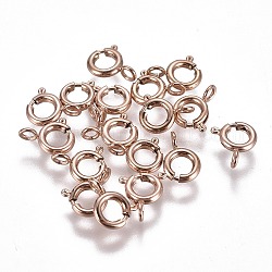 Revestimiento iónico (ip) 304 cierres de anillo de resorte de acero inoxidable, oro rosa, 6x1.6mm, agujero: 1.6 mm