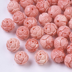Synthetic Coral Beads, Dyed, Two Tone, Lotus, Light Coral, 12x12~13mm, Hole: 1.6mm