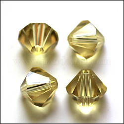 Perles d'imitation cristal autrichien, grade AAA, facette, Toupie, kaki foncé, 8x8mm, Trou: 0.9~1mm