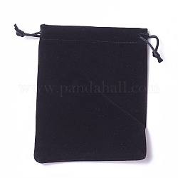 Bolsas de terciopelo de embalaje, bolsas de cordón, negro, 15~15.2x12~12.2 cm