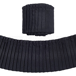 Nastro pieghettato in poliestere da 5 metro, accessori per vestiti, nero, 3-1/4 pollice (83 mm)