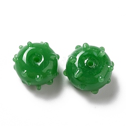 Fatti a mano perle di vetro irregolari, tondo, verde, 12x13x8mm, Foro: 1.6 mm