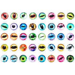 Pandahall 200 pcs media cabujones de vidrio impresos ojo redondo / domo, color mezclado, 12x4mm
