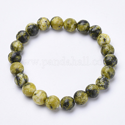Bracelets extensibles perlés turquoise jaune naturel (jaspe), ronde, 1-3/4 pouce ~ 2-1/8 pouces (48~54 mm)