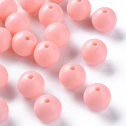 Perles acryliques opaques, ronde, saumon clair, 16x15mm, Trou: 2.8mm, environ 220 pcs/500 g