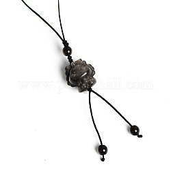 天然銀黒曜石ペンダント携帯ストラップ用  ハギングチャーム装飾  12cm