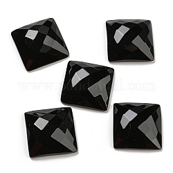 Кабошоны из черного оникса, окрашенная и подогревом, граненые, квадратный, 20x20x6.5 мм