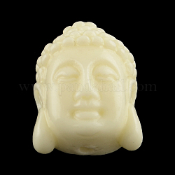 Покрашено головы Будды синтетическом коралловые бусы, светло-желтый, 15x10x7 мм, отверстие : 1 мм