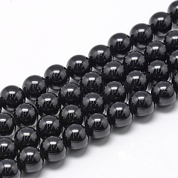 Abalorios naturales turmalina negro hebras, redondo, 4mm, agujero: 1 mm, aproximamente 100 pcs / cadena, 15.7 pulgada