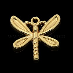 Nickel Free & Lead Free Golden Alloy Dragonfly Pendants, Long-Lasting Plated, 20x21x3mm, Hole: 1mm