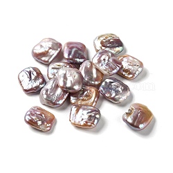 Perle naturali di perle d'acqua dolce coltivate con perle keshi, Senza Buco, perle barocche, rettangolo, marrone rosato, 16~18x13.5~15.5x5~7mm