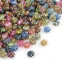 Überzug aus transparentem Acrylperlen, Metall umschlungen, Blume, Mischfarbe, 6.5x6.5x3.5 mm, Bohrung: 1 mm, ca. 7700 Stk. / 500 g