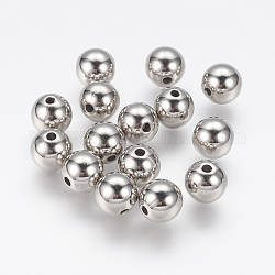 CCB perles en plastique, ronde, platine, 10mm, Trou: 2mm
