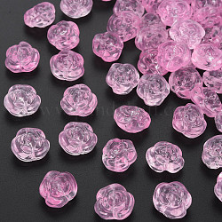 Perle di vetro verniciate trasparenti da forno, roso, perla rosa, 12.5x14x9mm, Foro: 1.2 mm