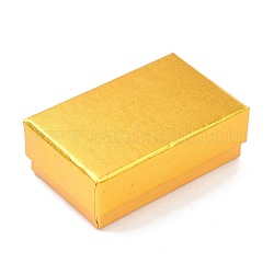 厚紙紙ジュエリーセットボックス  黒いスポンジを使って  ネックレスとイヤリング用  長方形  ゴールド  8.3x5.3x3cm