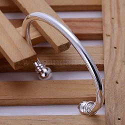 Trendy Brass Cuff Bangles For Men, Silver Color Plated, 70mm