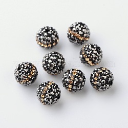 Runde Klasse a Strass   plattierte  Perlen, Hematit, 10 mm, Bohrung: 1 mm