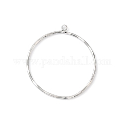 Brass Open Back Bezel Pendants, Nickel Free, for DIY UV Resin, Ring, Real Platinum Plated, 35x32x1.5mm, Hole: 1.8mm