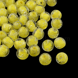 Perles vernissées lumineuses manuelles, ronde, jaune, 12mm, Trou: 2mm
