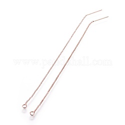 Fornituras de aretes de latón, con bucle, cadenas rolo, hilo de oreja, oro rosa, 105x1mm, agujero: 1.8 mm, pin: 0.8 mm