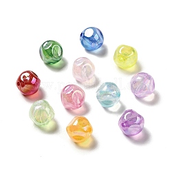 Transparente Acryl Perlen, ab Farbe plattiert, unregelmäßigen Rund, Mischfarbe, 17.5x17.5 mm, Bohrung: 3 mm, ca. 167 Stk. / 500 g
