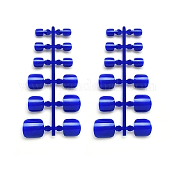 Faux ongle d'orteil sans couture en plastique de couleur unie, pratique manucure nail art outil, bleu, 8~20x7~18x2~6mm, 24 perle / Chapelet.