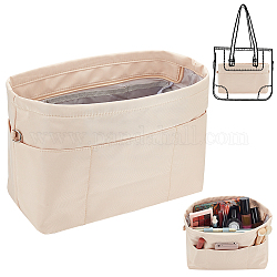 Inserto organizador de bolso, bolsa de almacenamiento de nailon, con cremallera de hierro, blanco antiguo, 38x20x1.5 cm