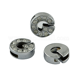 Alloy Initial Slide Charms with Grade A Rhinestones, Lead Free & Nickel Free, Platinum, Letter.G, 12.5x12.5x4.5mm, Hole: 8x2mm