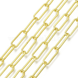 溶接されていない鉄のペーパークリップチェーン  描かれた細長いアズキチェーン  スプールで  ゴールドカラー  15.1x5.1x1.1mm  約32.8フィート（10m）/ロール