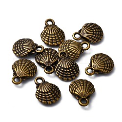 Charms in lega stile tibetano,  cadmio& piombo libero, guscio, bronzo antico, 13x10x3.5mm, Foro: 2 mm, circa 934pcs/1000g