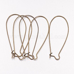 Accessoires de fil d'oreille créoles de rein en laiton plaqué bronze antique, sans plomb, sans cadmium et sans nickel, 18 jauge, 43x20x1mm