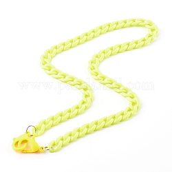 Colliers gourmands personnalisés en acrylique, chaînes de lunettes, chaînes de sac à main, avec fermoirs à pince en plastique, jaune, 24 pouce (61 cm)