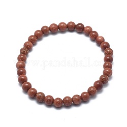 Bracelets synthétiques de perles d'or de pierre d'or, ronde, 2-1/8 pouce ~ 2-3/8 pouces (5.5~6 cm), perle: 8 mm