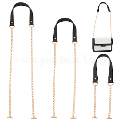Wadorn 3 Uds 3 estilos correas de bolso de cuero pu, con cadena de aleación de zinc y cierres de barra en T, negro, 620~1212x27x9mm, 1pc / estilo