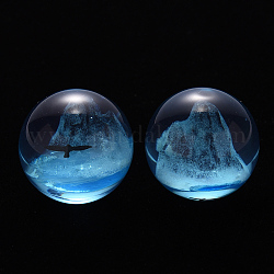 Perle di resina epossidica trasparente, con iceberg stereo e gabbiano in plastica all'interno, Senza Buco / undrilled, tondo, cielo blu profondo, 20mm